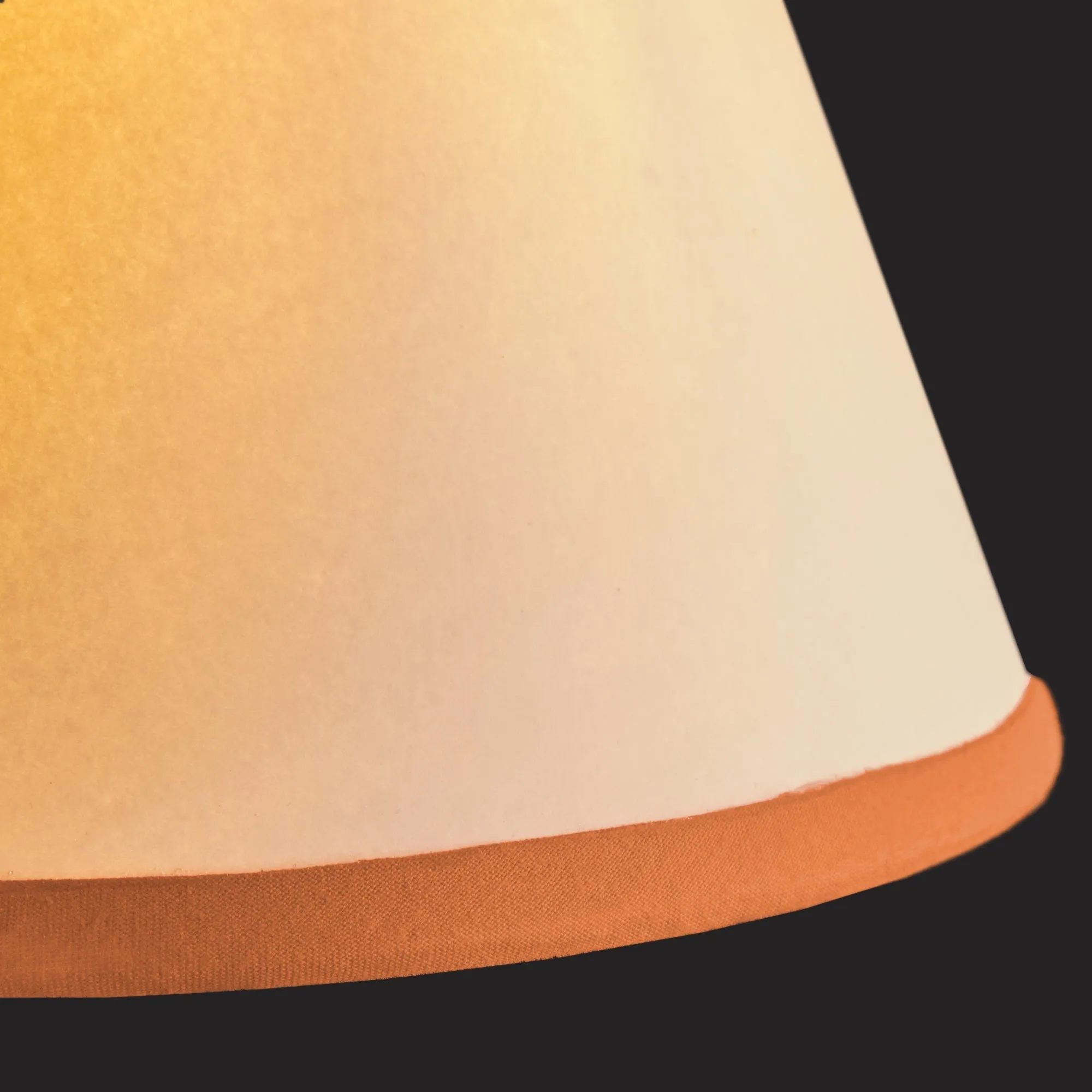 12cm tall tapered Top n Tail shade with candle clip in cream card with tangerine tape