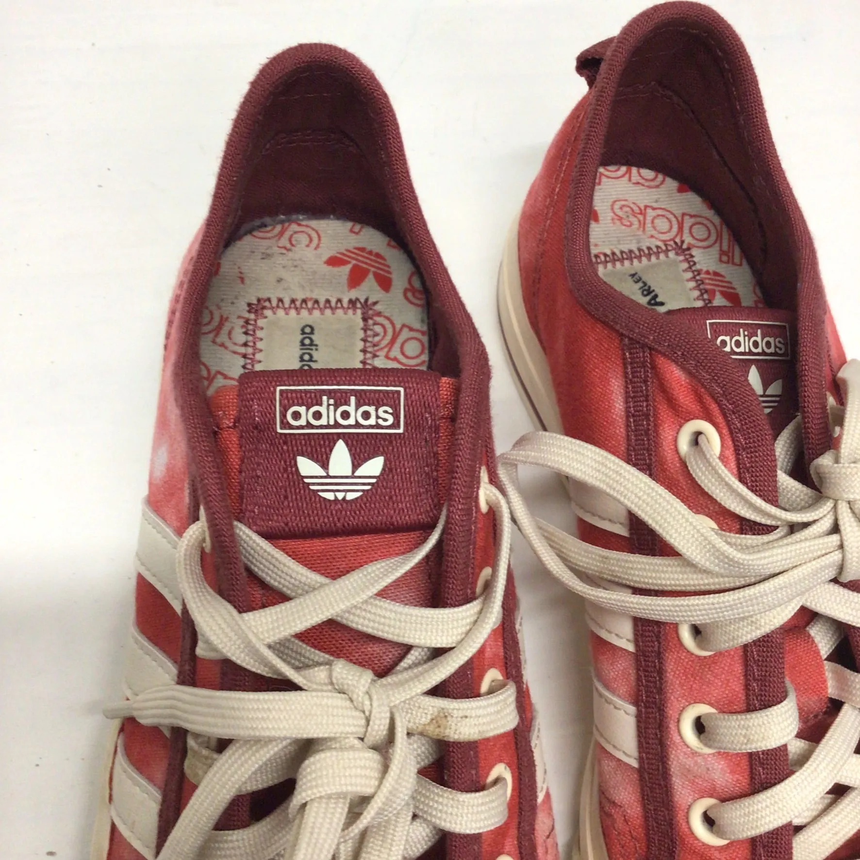 Adidas Nizza Parley Red & White Bleached Low Top Sneaker Trainers Size 4 UK