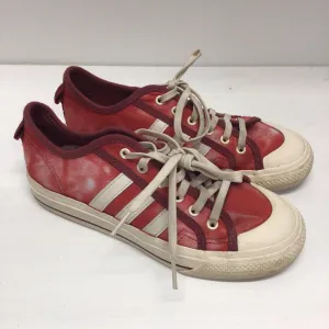 Adidas Nizza Parley Red & White Bleached Low Top Sneaker Trainers Size 4 UK