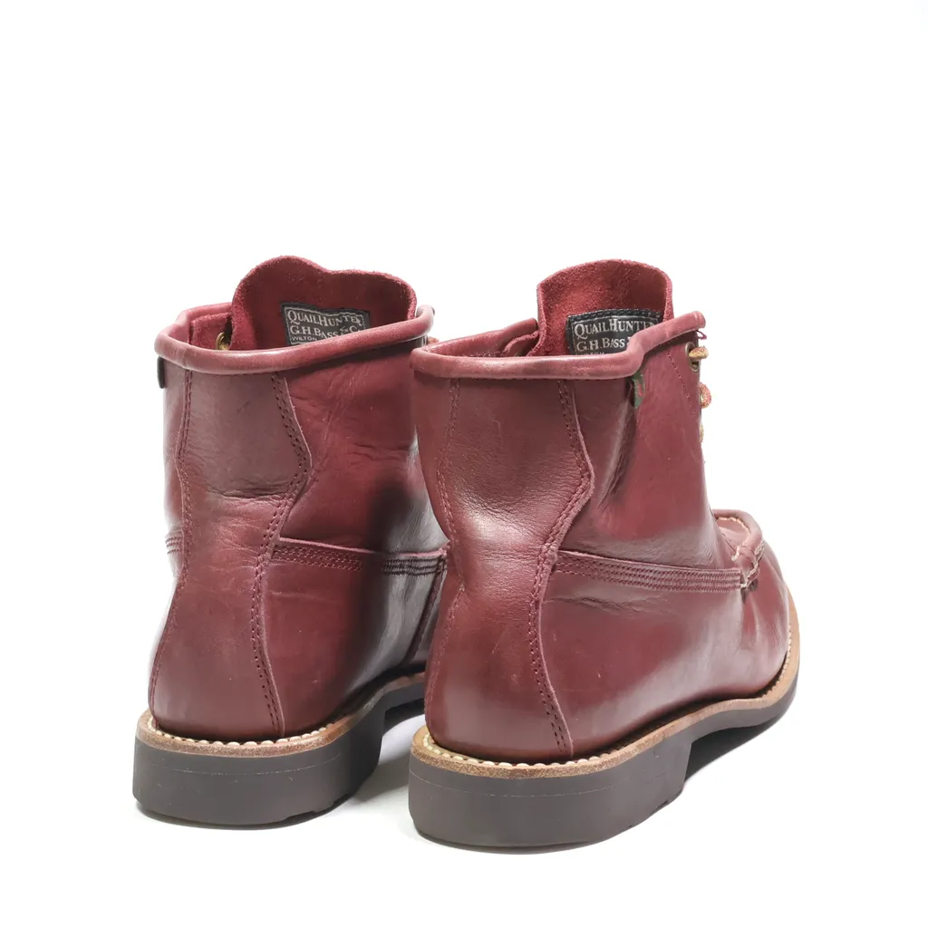 Bass Ankle Boots Leather Maroon Color For Men