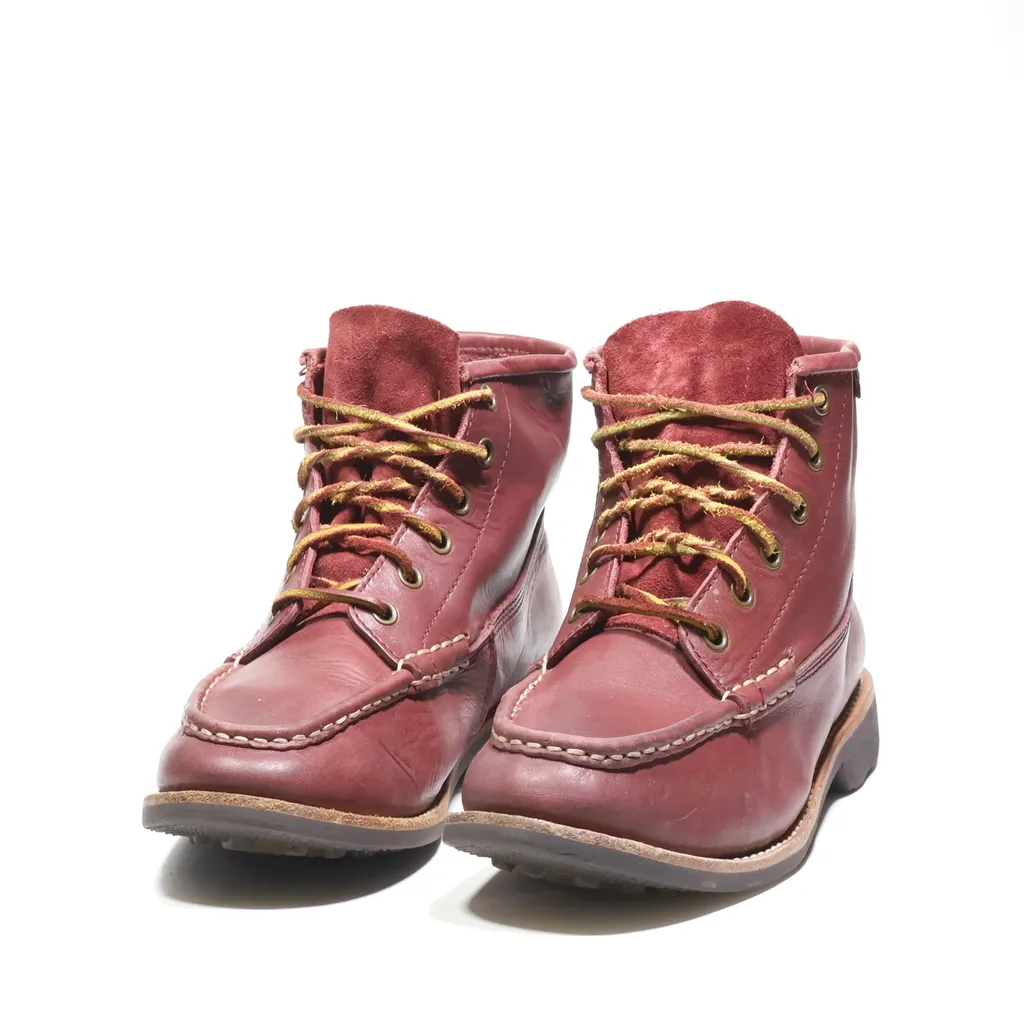 Bass Ankle Boots Leather Maroon Color For Men