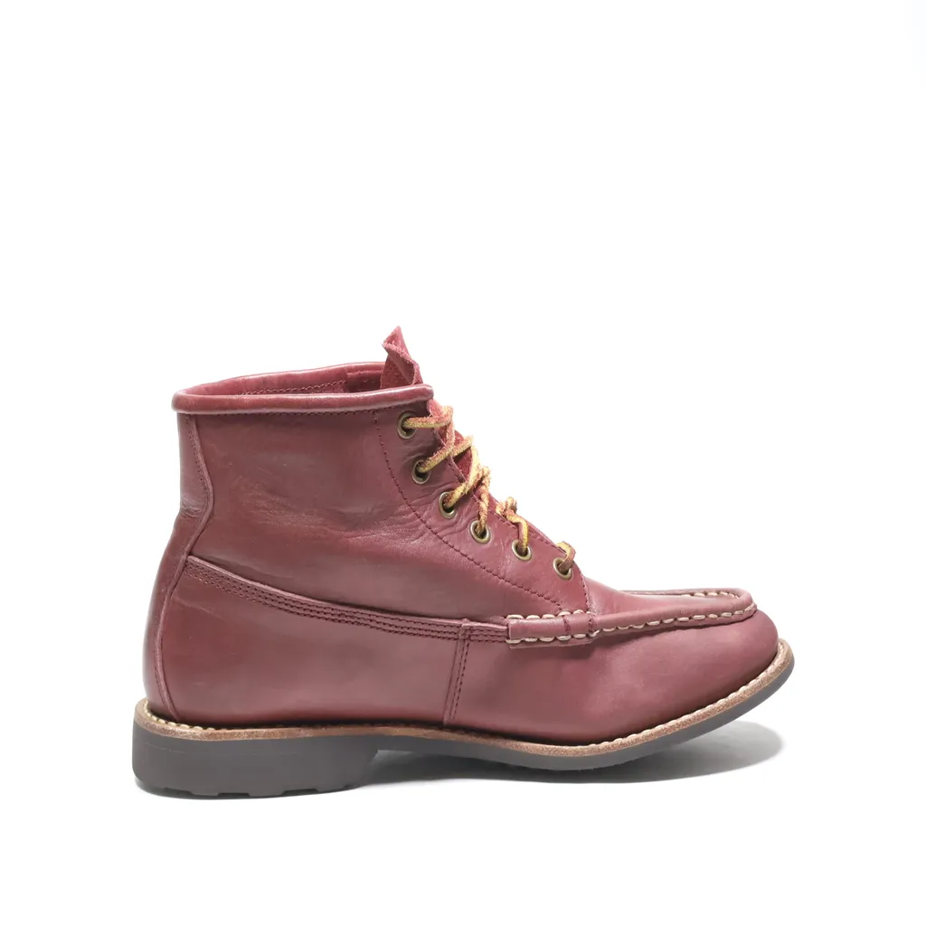 Bass Ankle Boots Leather Maroon Color For Men