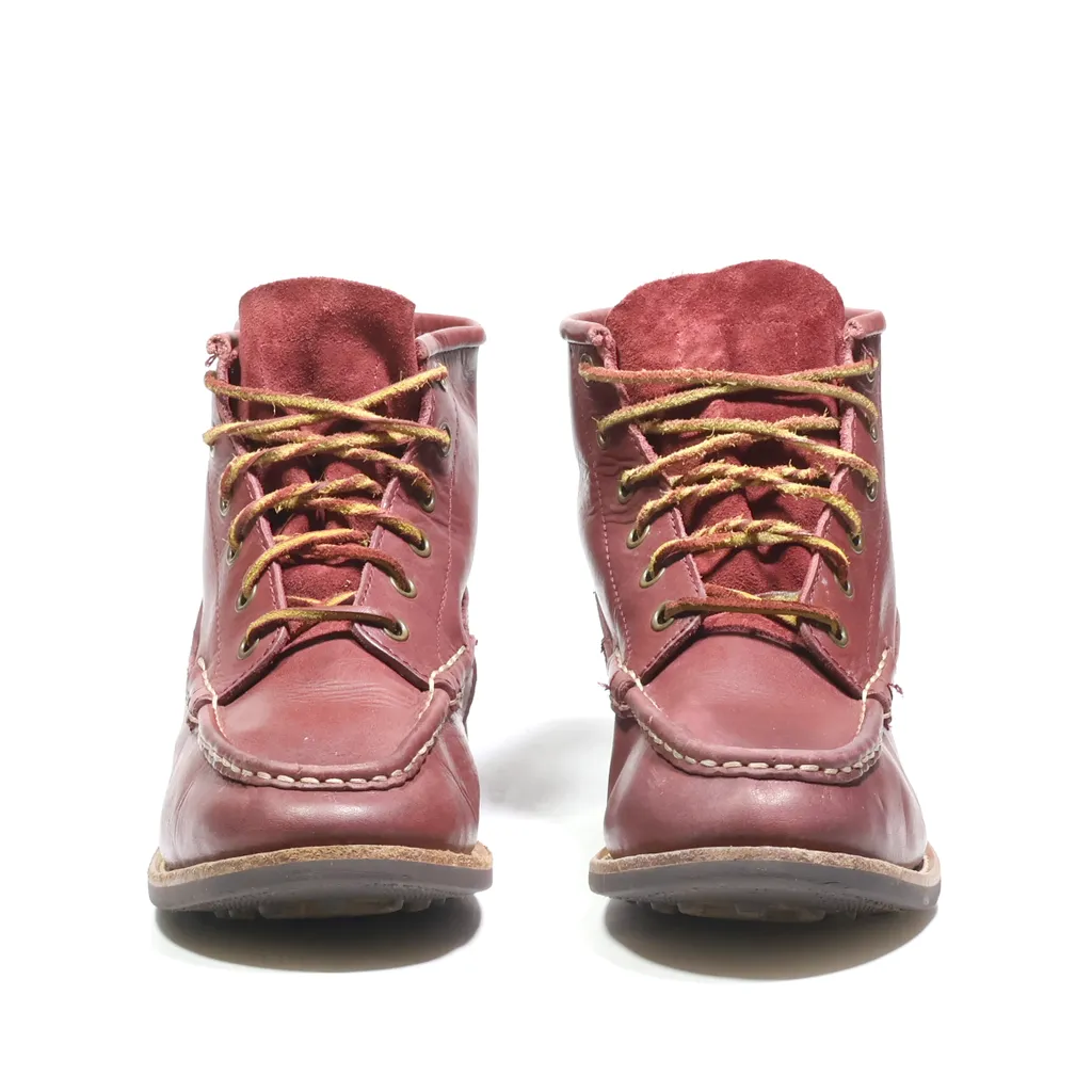 Bass Ankle Boots Leather Maroon Color For Men
