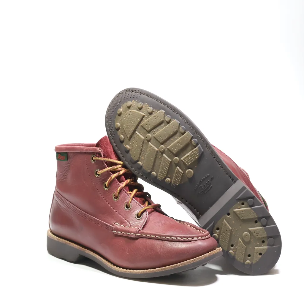Bass Ankle Boots Leather Maroon Color For Men
