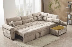 Belair Right/Left Corner Sofa Bed With Storage Stool Mink