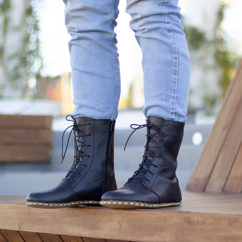 Black Leather Doppio Barefoot Boot