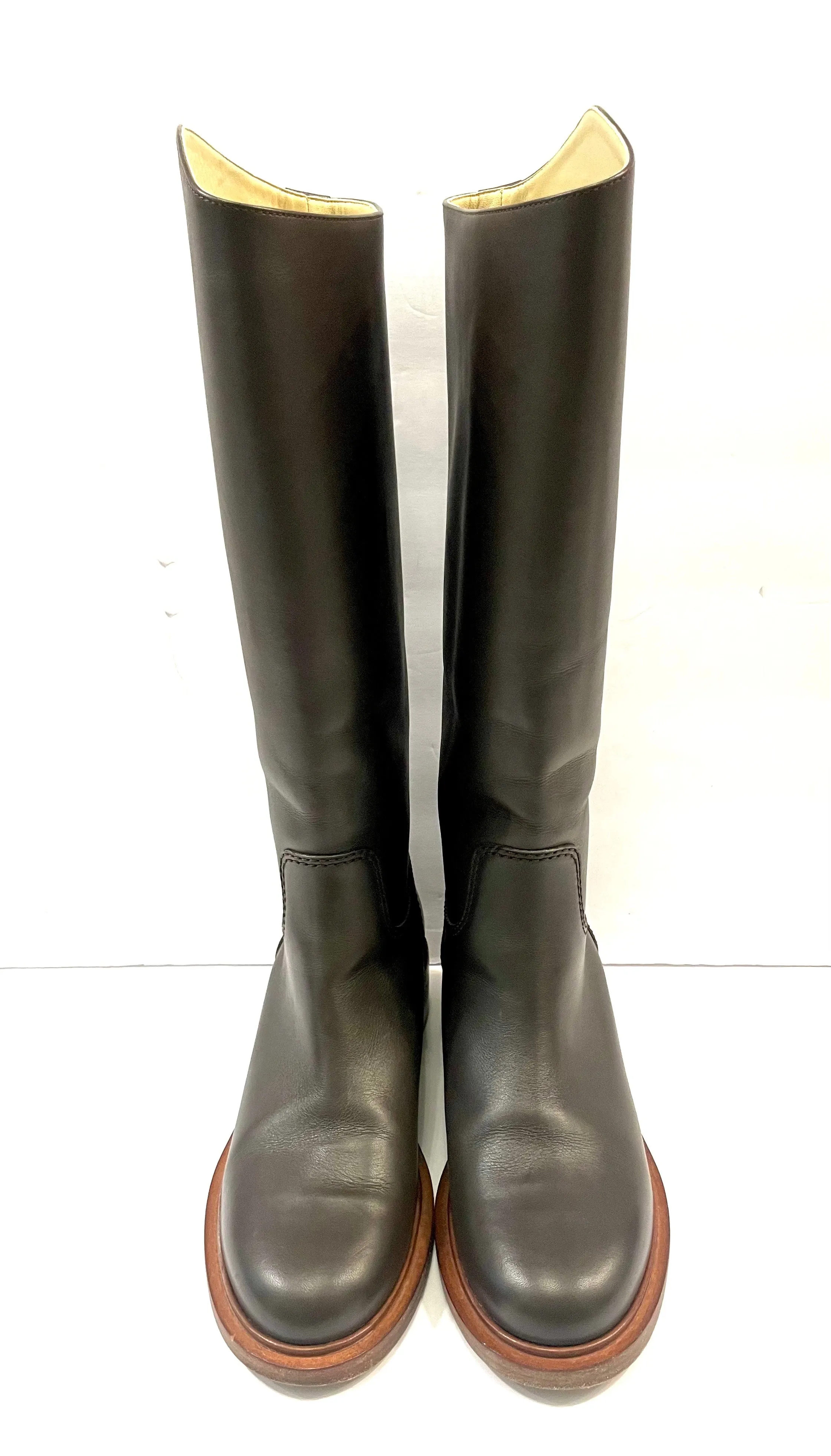 CHANEL CALFSKIN LEATHER TALL RIDING BOOTS
