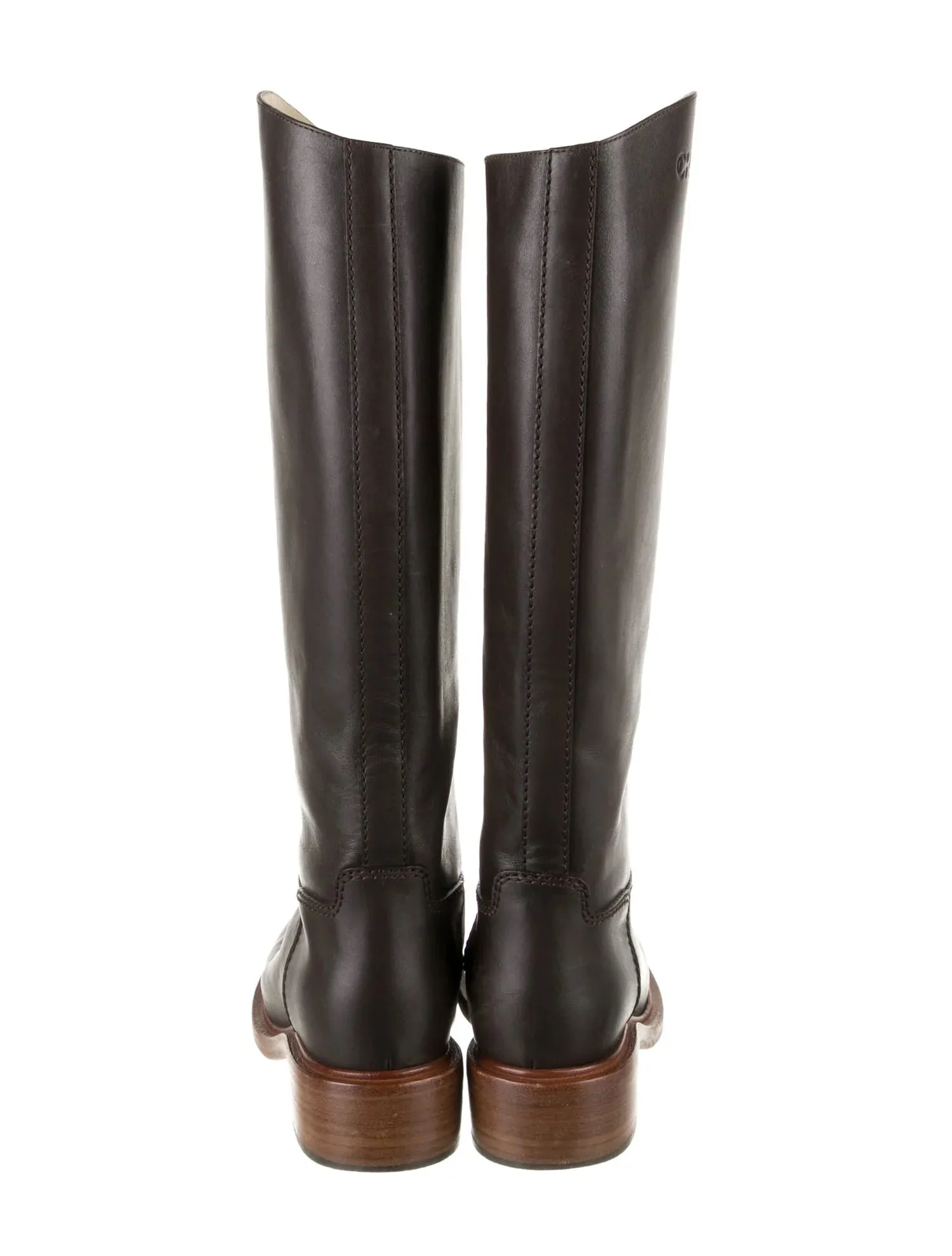 CHANEL CALFSKIN LEATHER TALL RIDING BOOTS