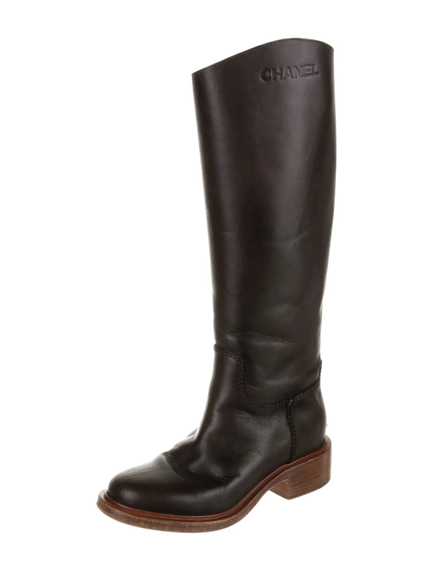 CHANEL CALFSKIN LEATHER TALL RIDING BOOTS