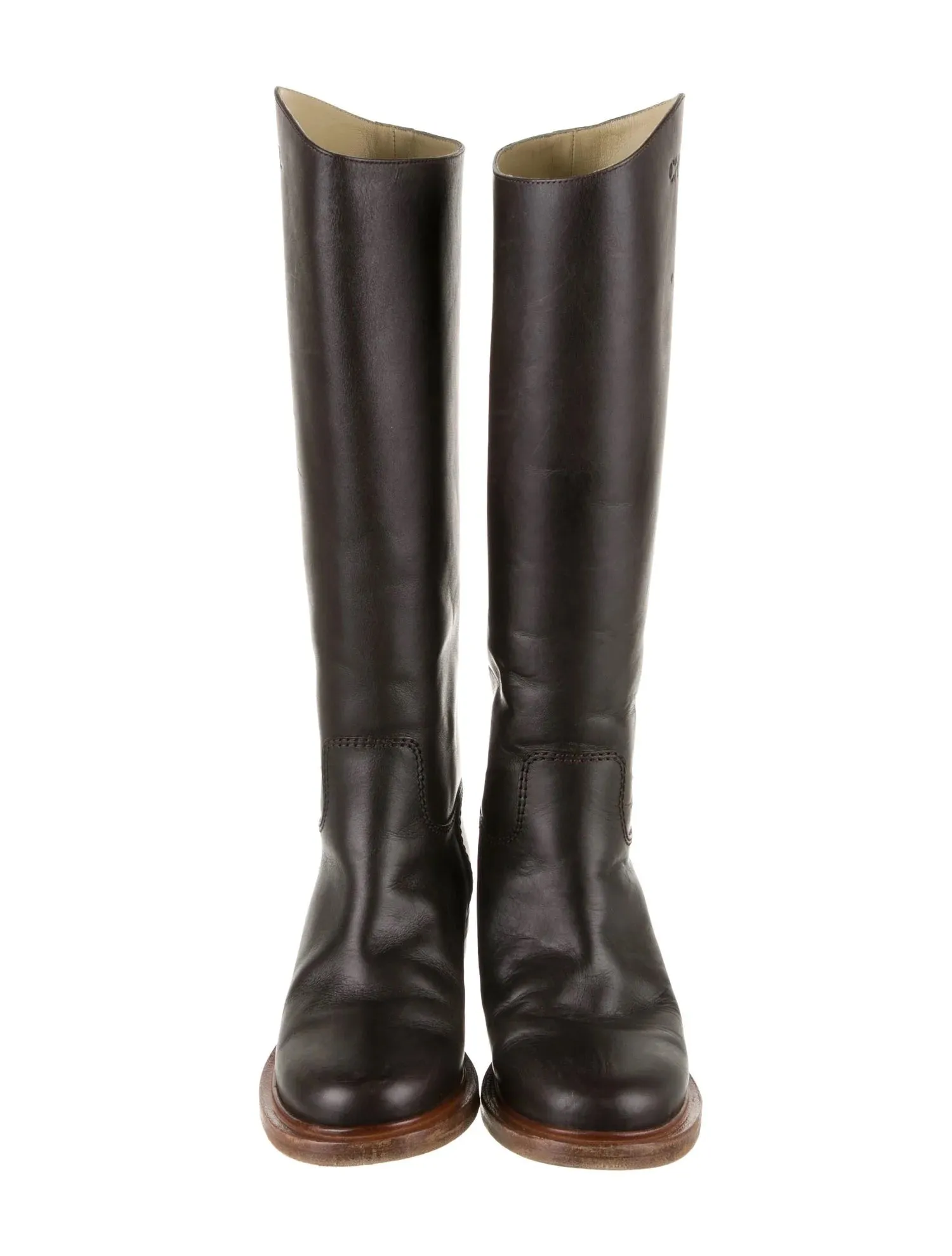 CHANEL CALFSKIN LEATHER TALL RIDING BOOTS