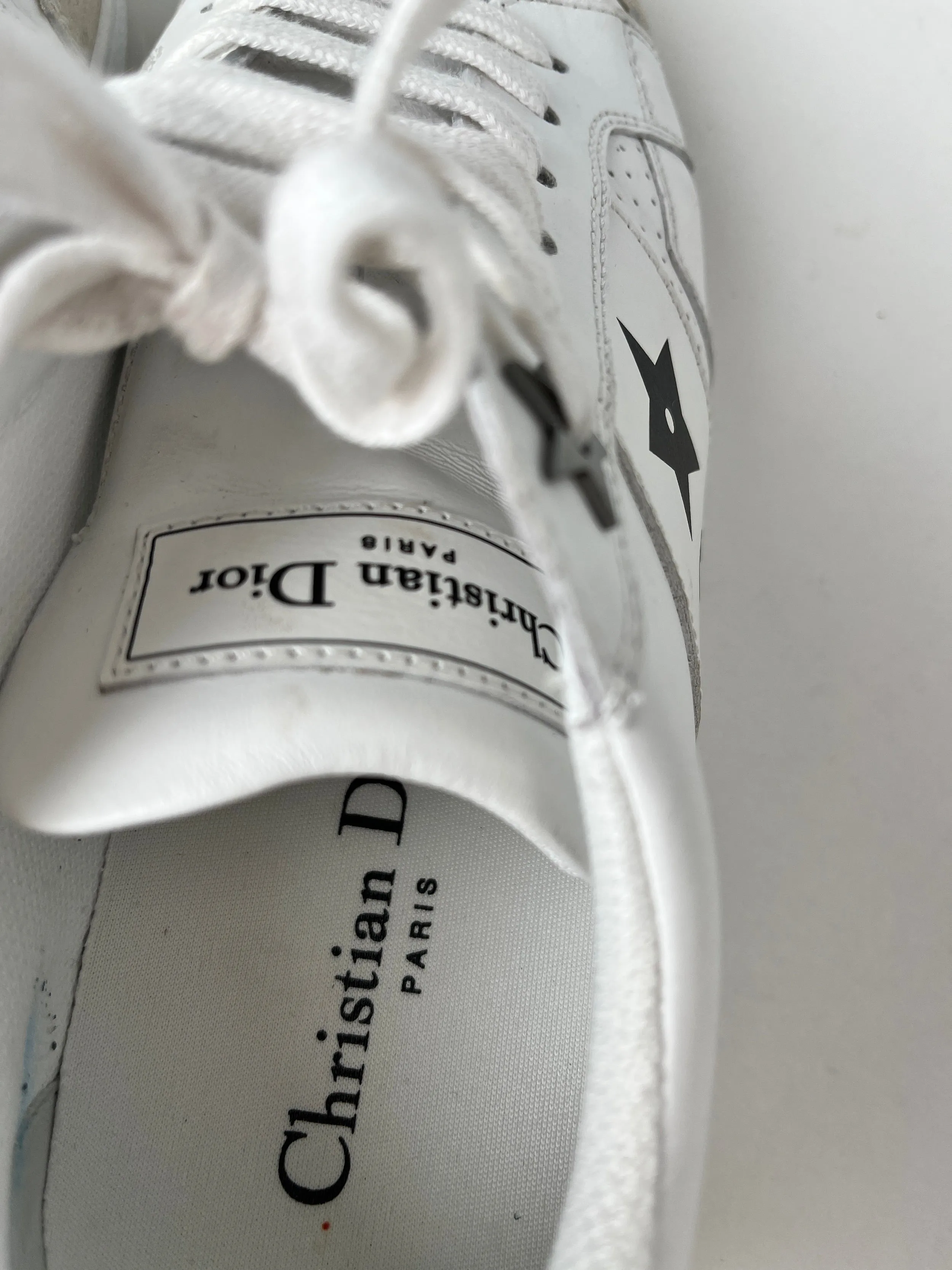 CHRISTIAN DIOR Star White Black Leather Sneakers 37 6.5