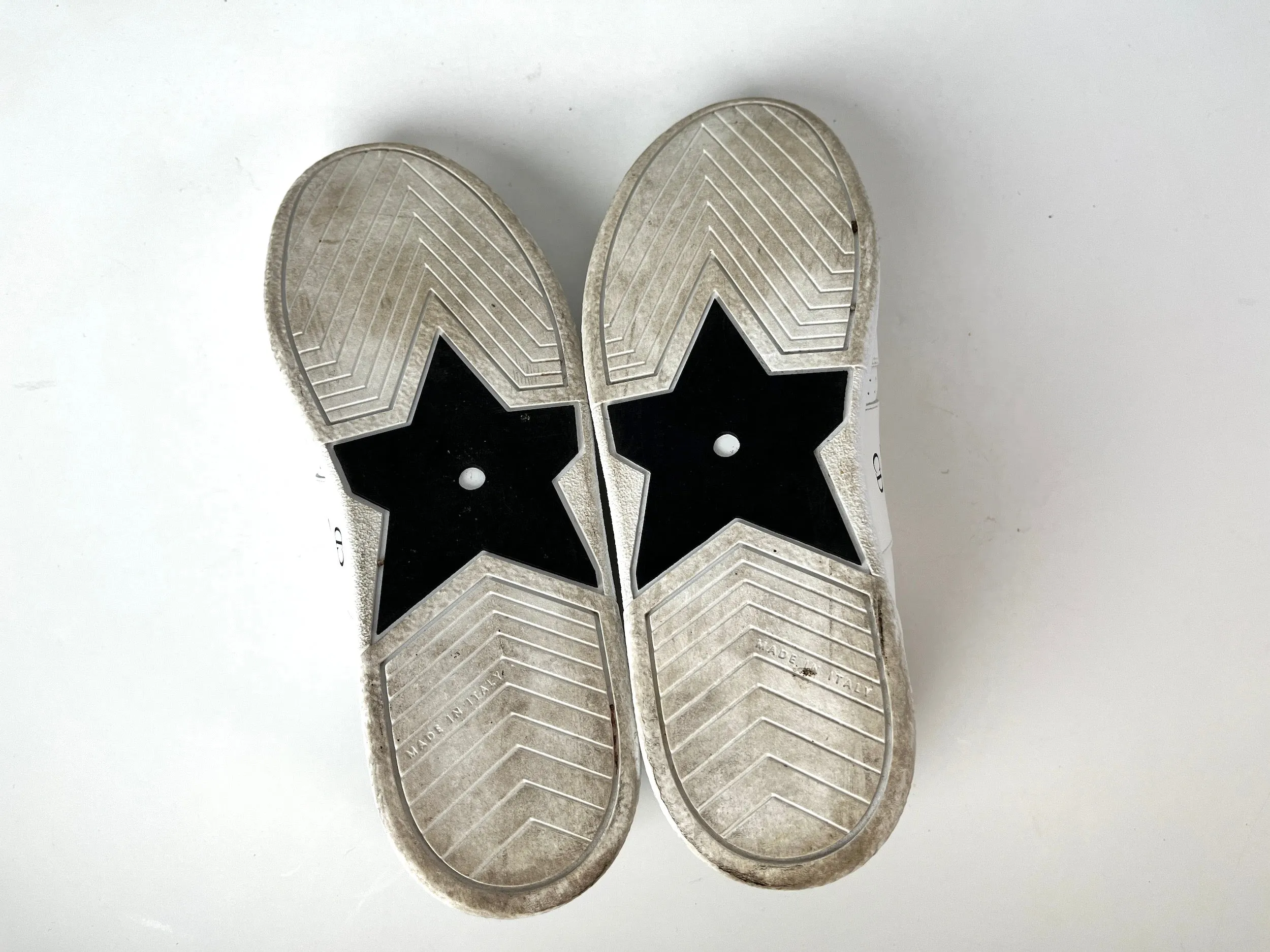 CHRISTIAN DIOR Star White Black Leather Sneakers 37 6.5