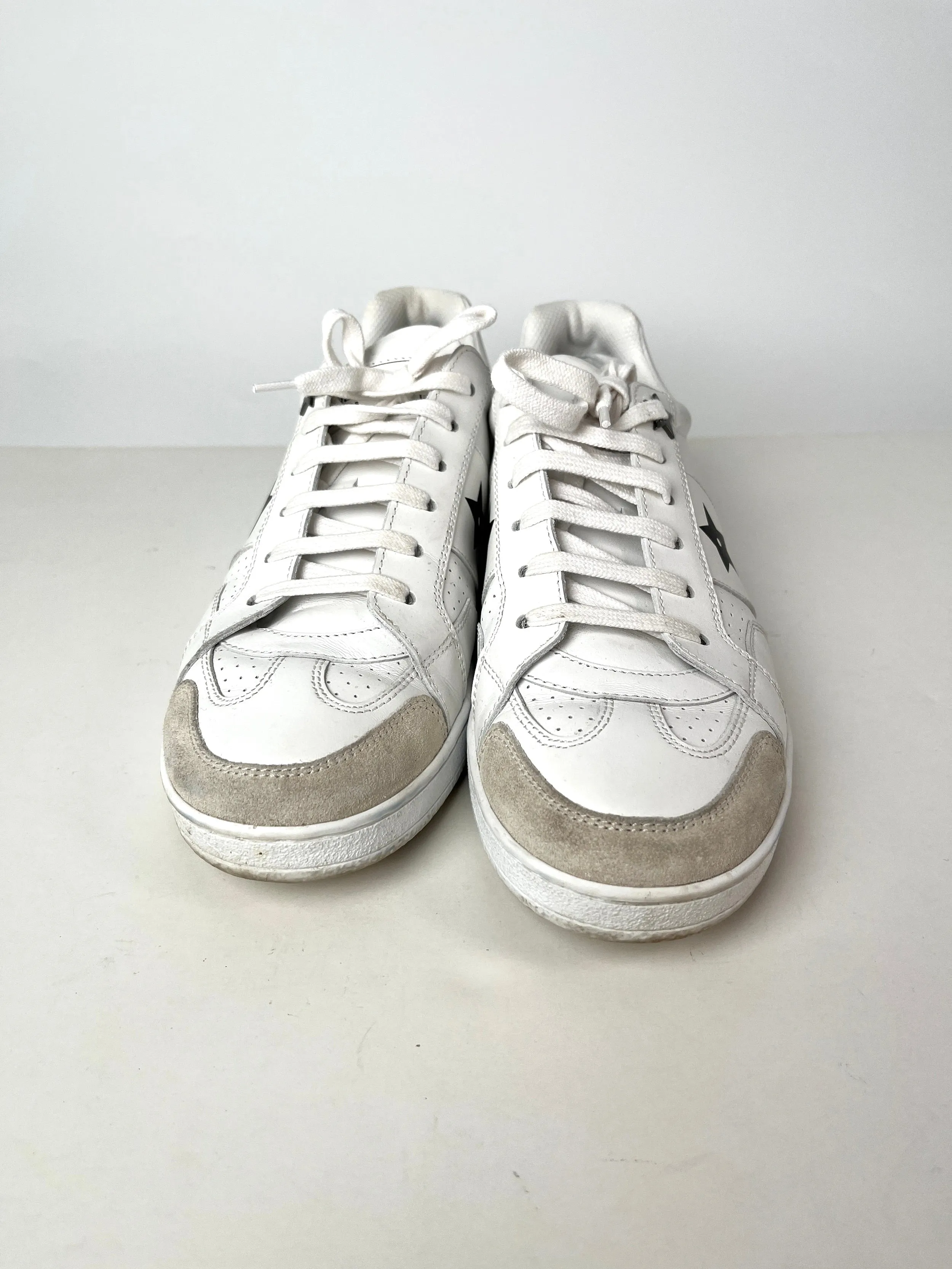 CHRISTIAN DIOR Star White Black Leather Sneakers 37 6.5