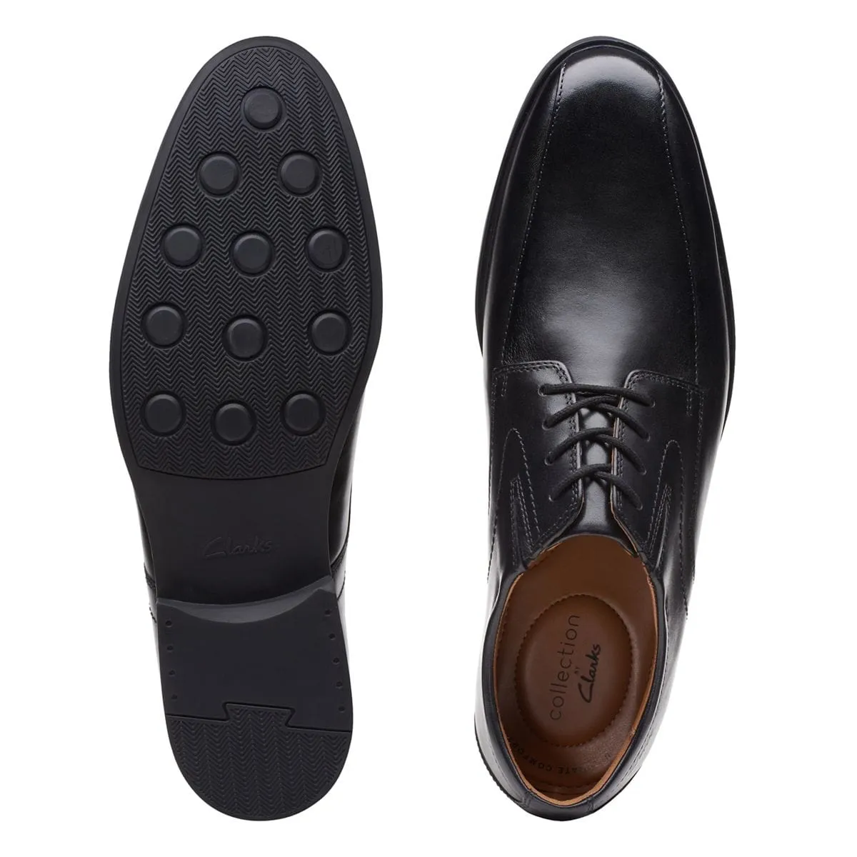 Clarks Men's Whiddon Pace Dress Shoes- Black Leather