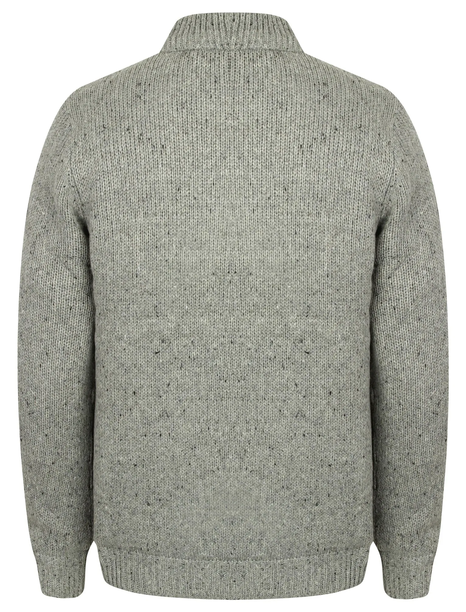 Cromford Knitted Bomber Jacket with Military Badges in Light Grey Nep - Dissident
