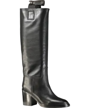 Daniel Sound Black Leather Block Heel Knee Boots UK 4 EU 37 
