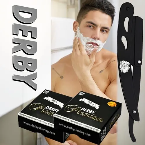 Derby Premium Single Edge Razor Blades, Razor Blades, Single Edge, Ultra Sharp, Chromium - Ceramic - Platinum - Tungsten and Polymer Coated Edges (1)