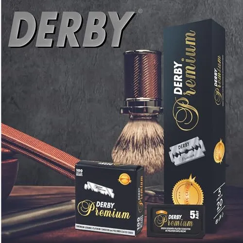Derby Premium Single Edge Razor Blades, Razor Blades, Single Edge, Ultra Sharp, Chromium - Ceramic - Platinum - Tungsten and Polymer Coated Edges (1)