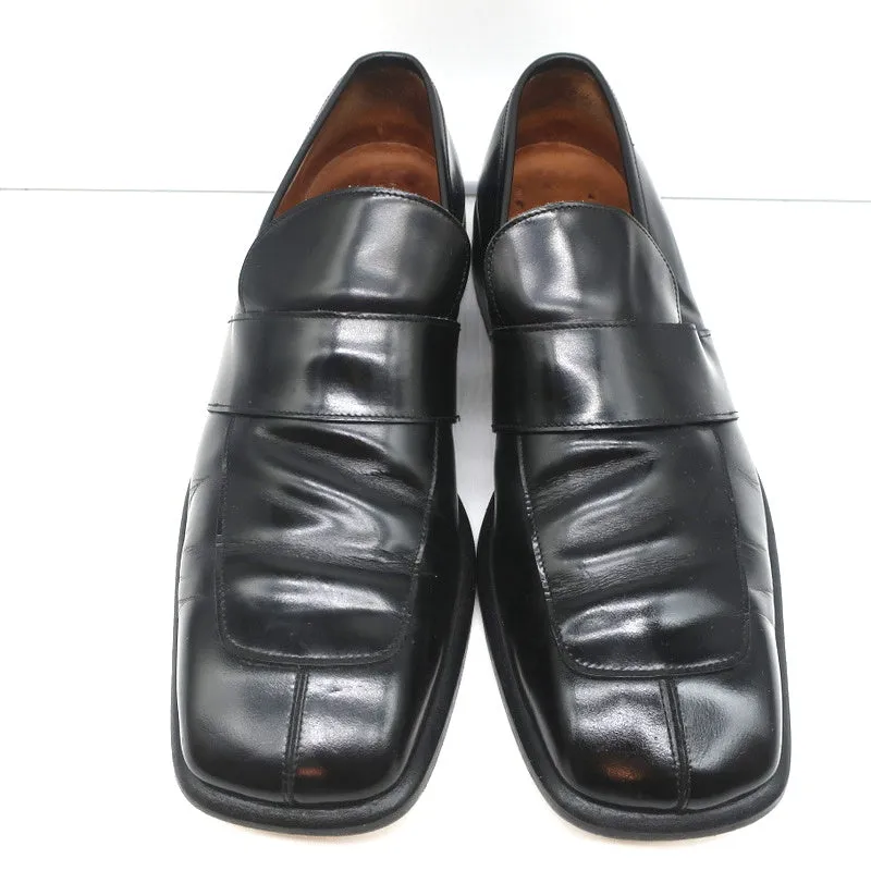 Gucci Square Toe Loafers Black Leather Size 43.5 E