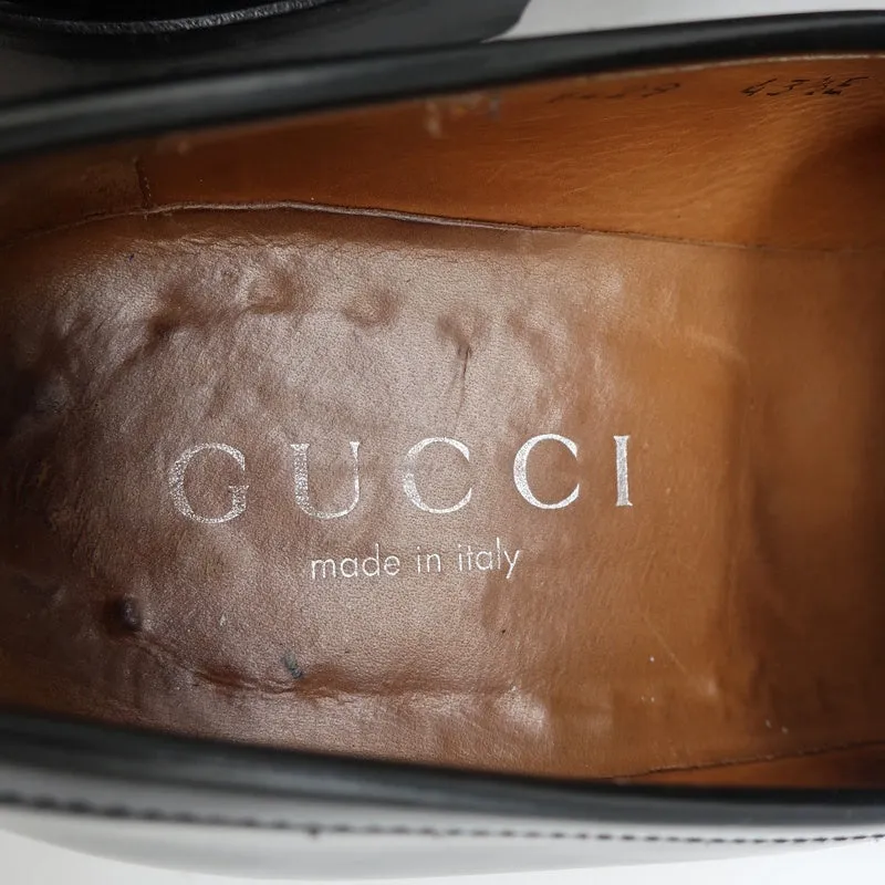 Gucci Square Toe Loafers Black Leather Size 43.5 E