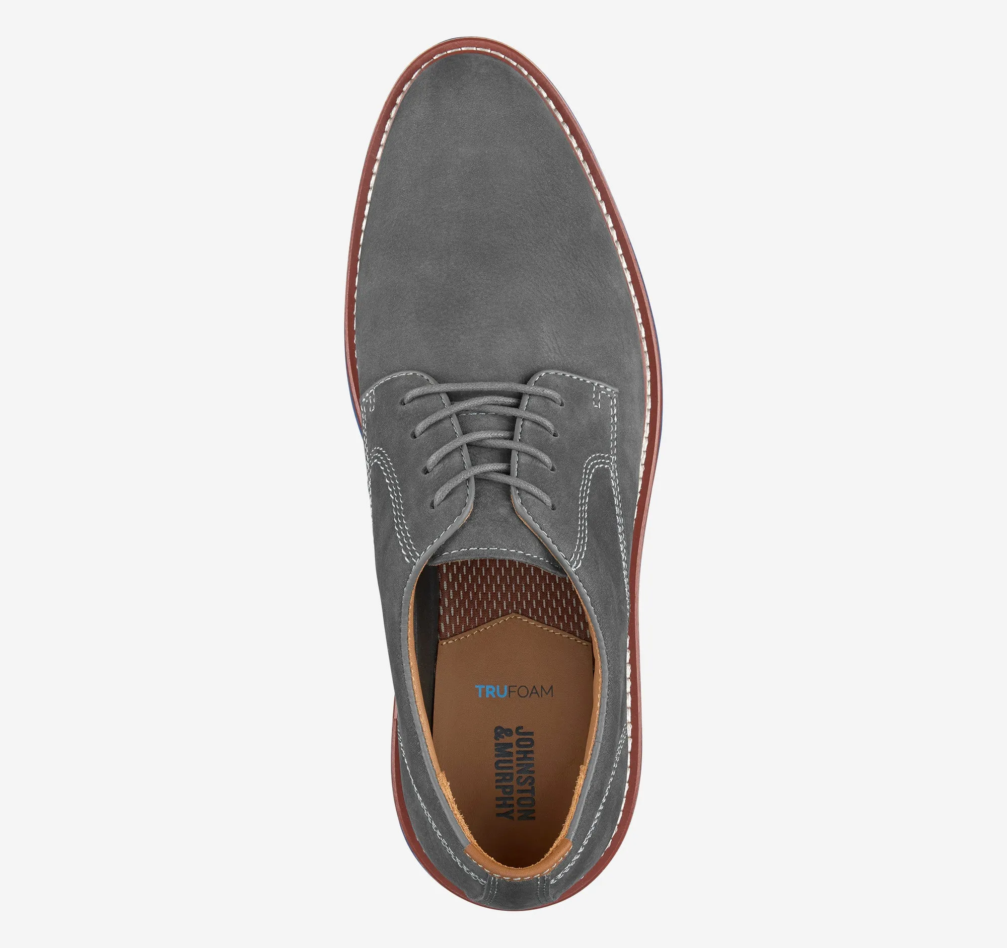Johnston & Murphy Men's Upton Plain Dress Shoes- Gray Nubuck