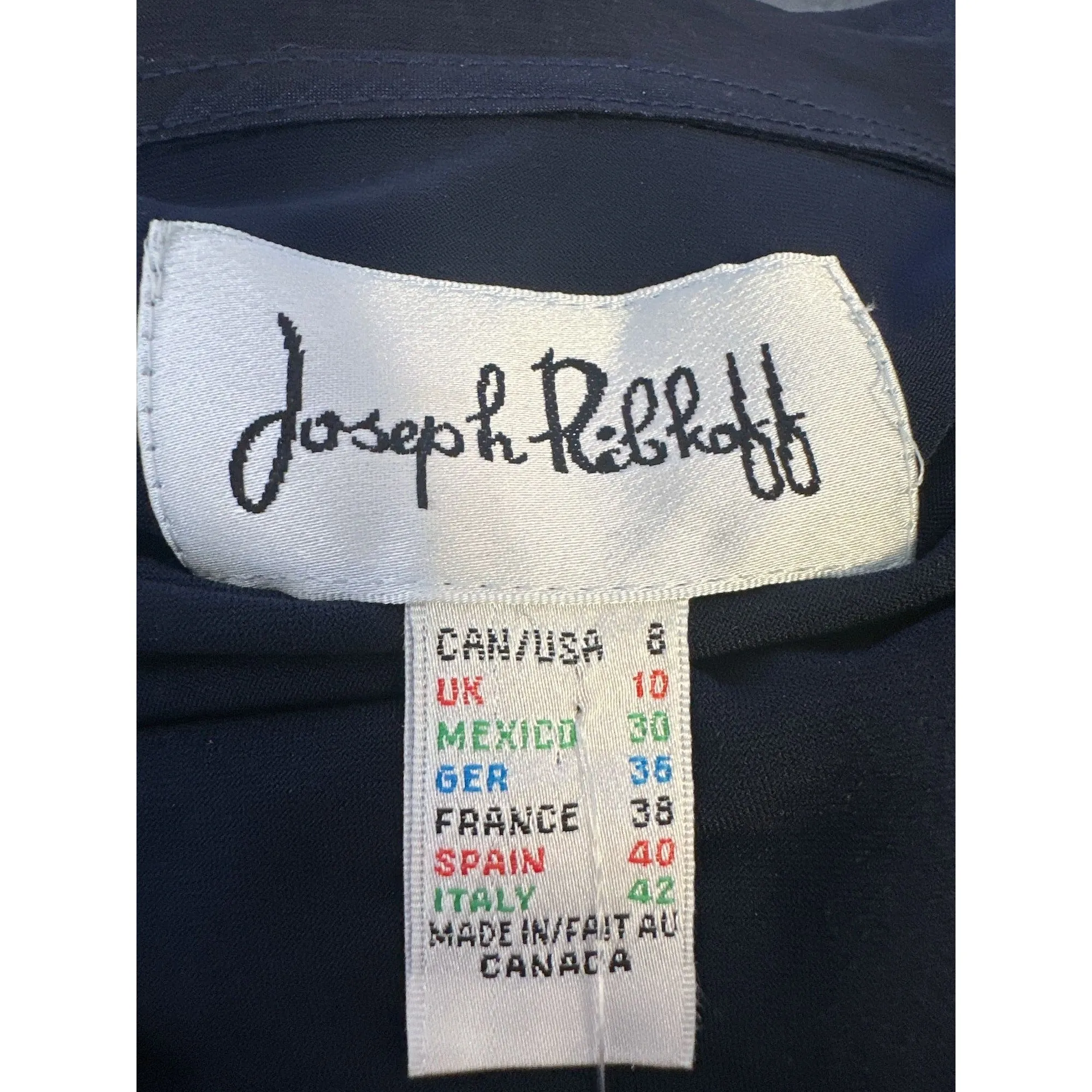 Joseph Ribkoff Navy Drape Front Dress With Satin Size 6