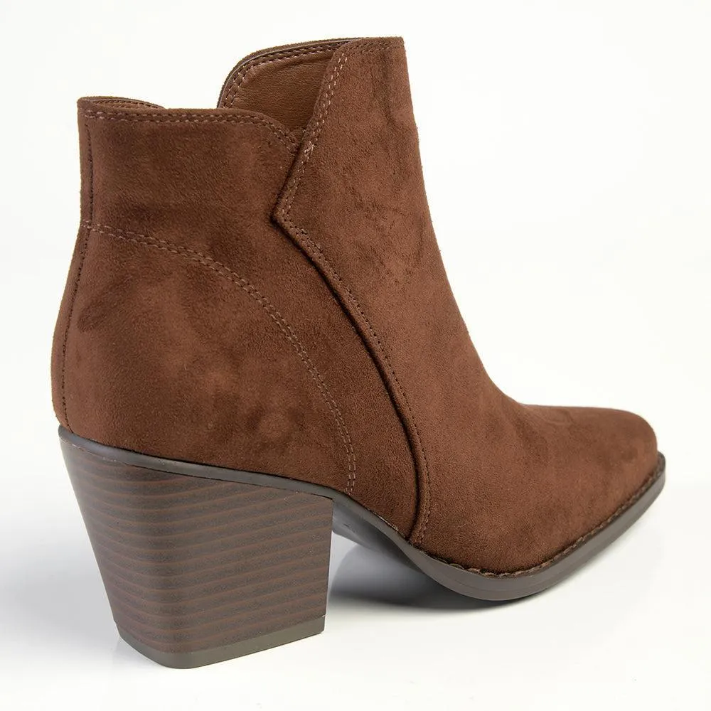 Madison Jett Cuban Heel Ankle Boot - Chocolate