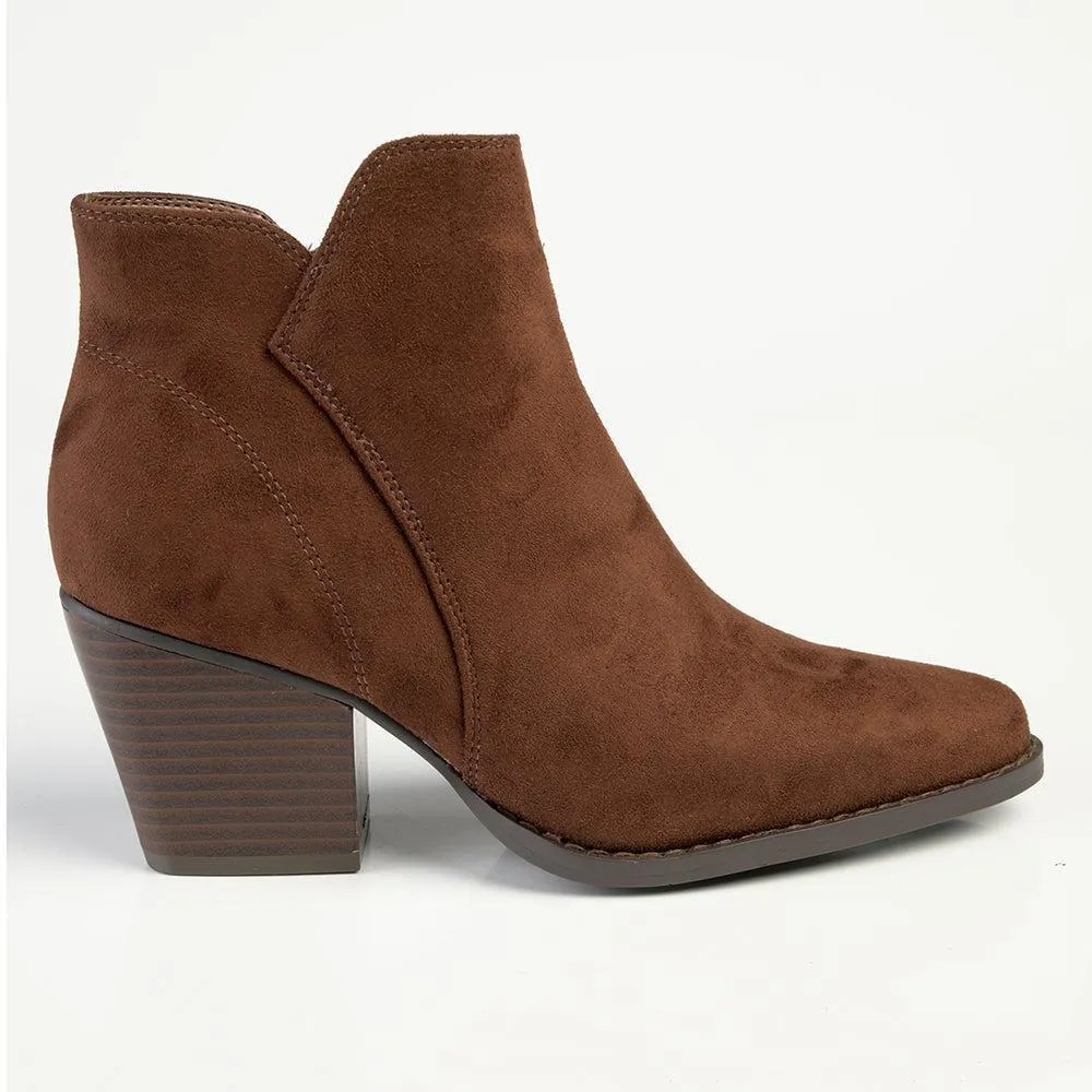 Madison Jett Cuban Heel Ankle Boot - Chocolate
