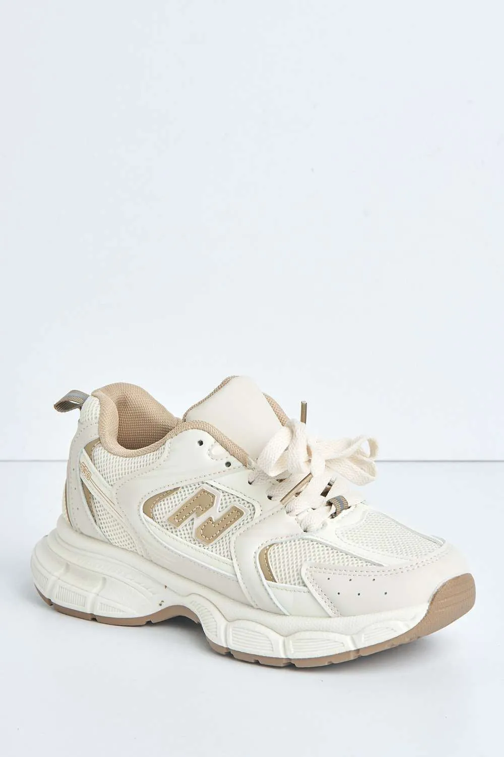 Nina Patterned Chunky Sole Trainers in Beige