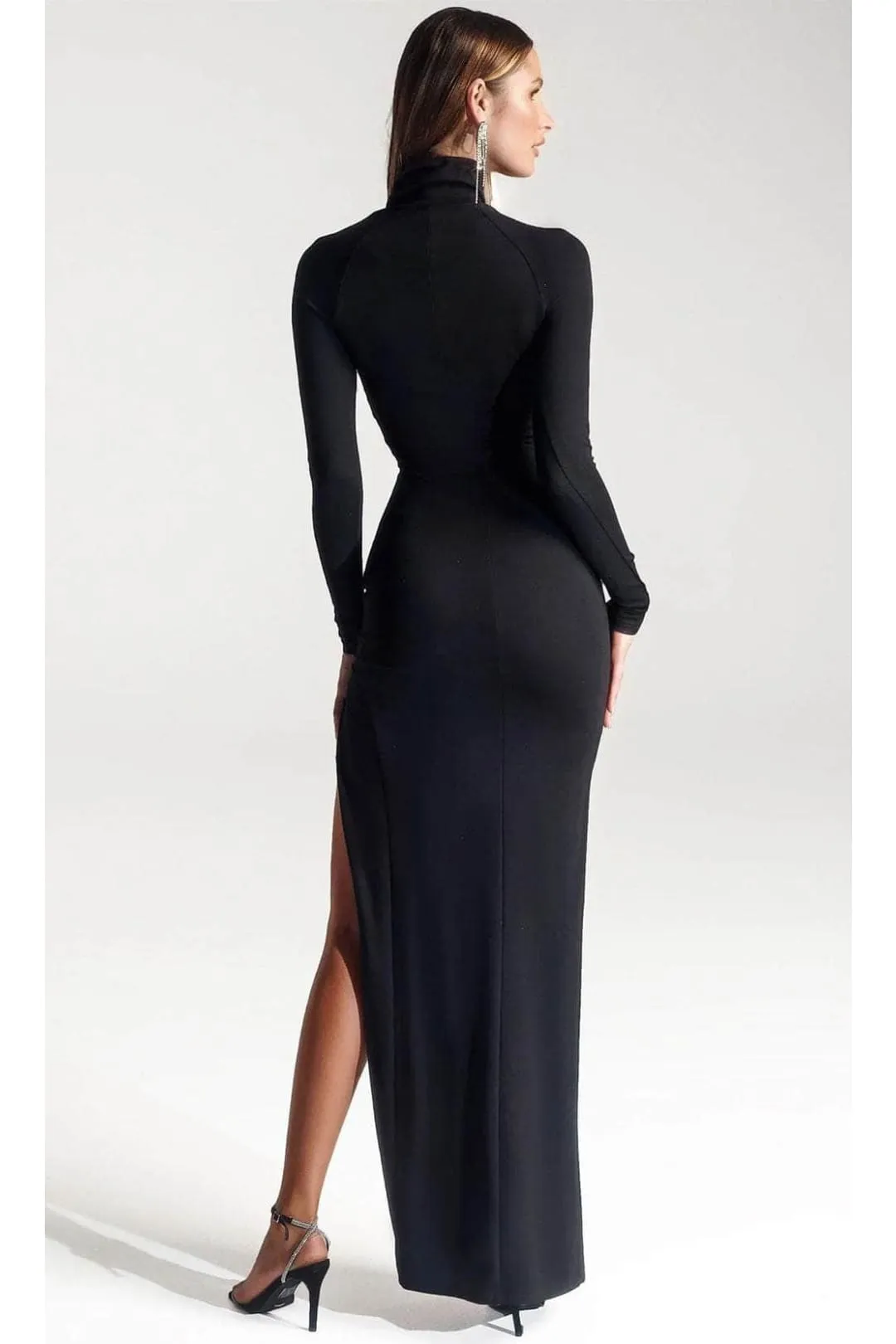 Portia and Scarlett PS328B -long-High Neck Evening Dress with Slit