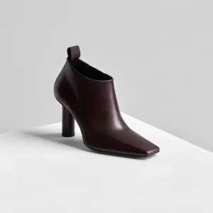 SQUARE EDGE TOE BOOT | plum brown leather