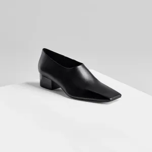 SQUARE EDGE TOE SLIP ON | black leather