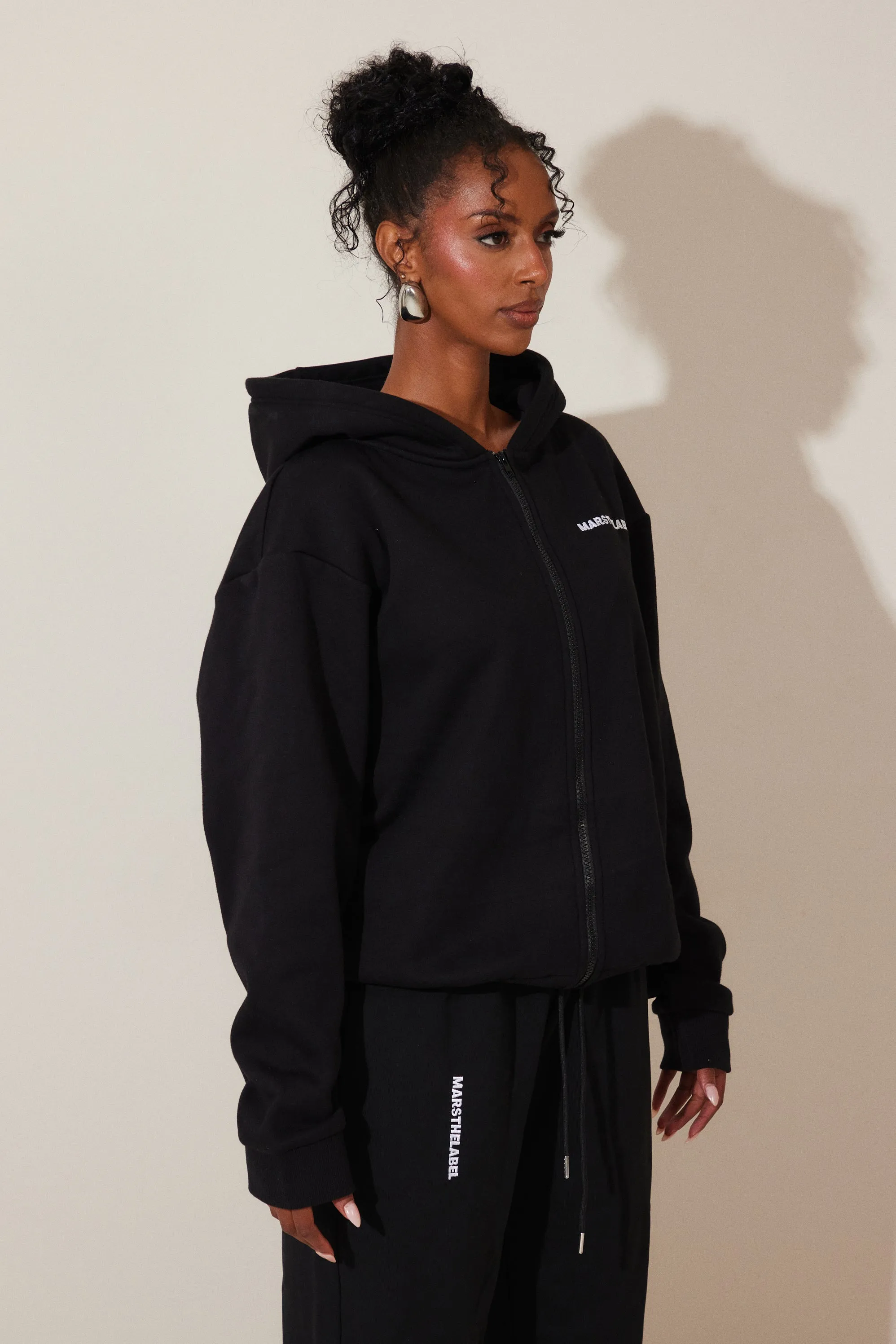 The Essentials Long Zip Jacket - Black