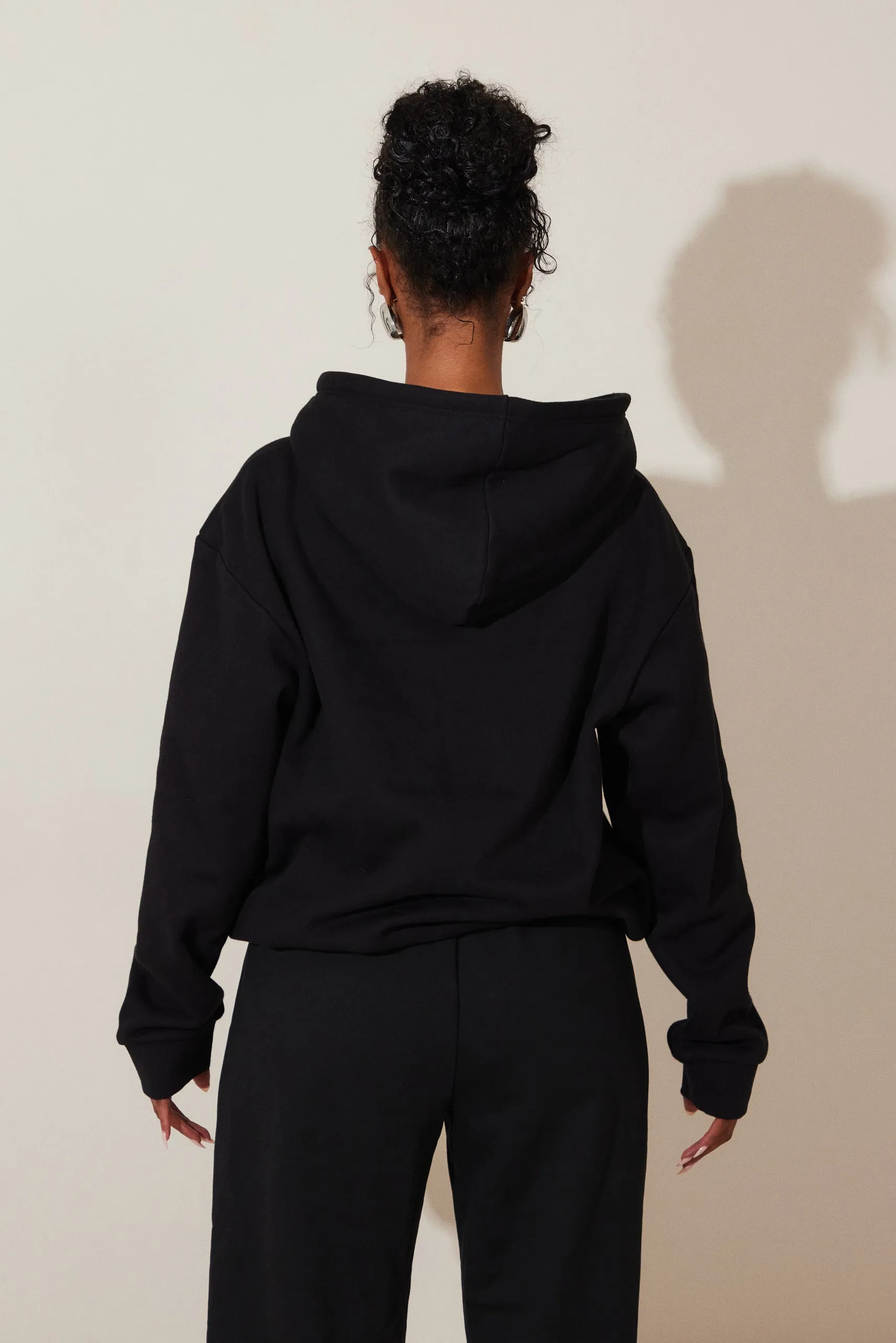 The Essentials Long Zip Jacket - Black