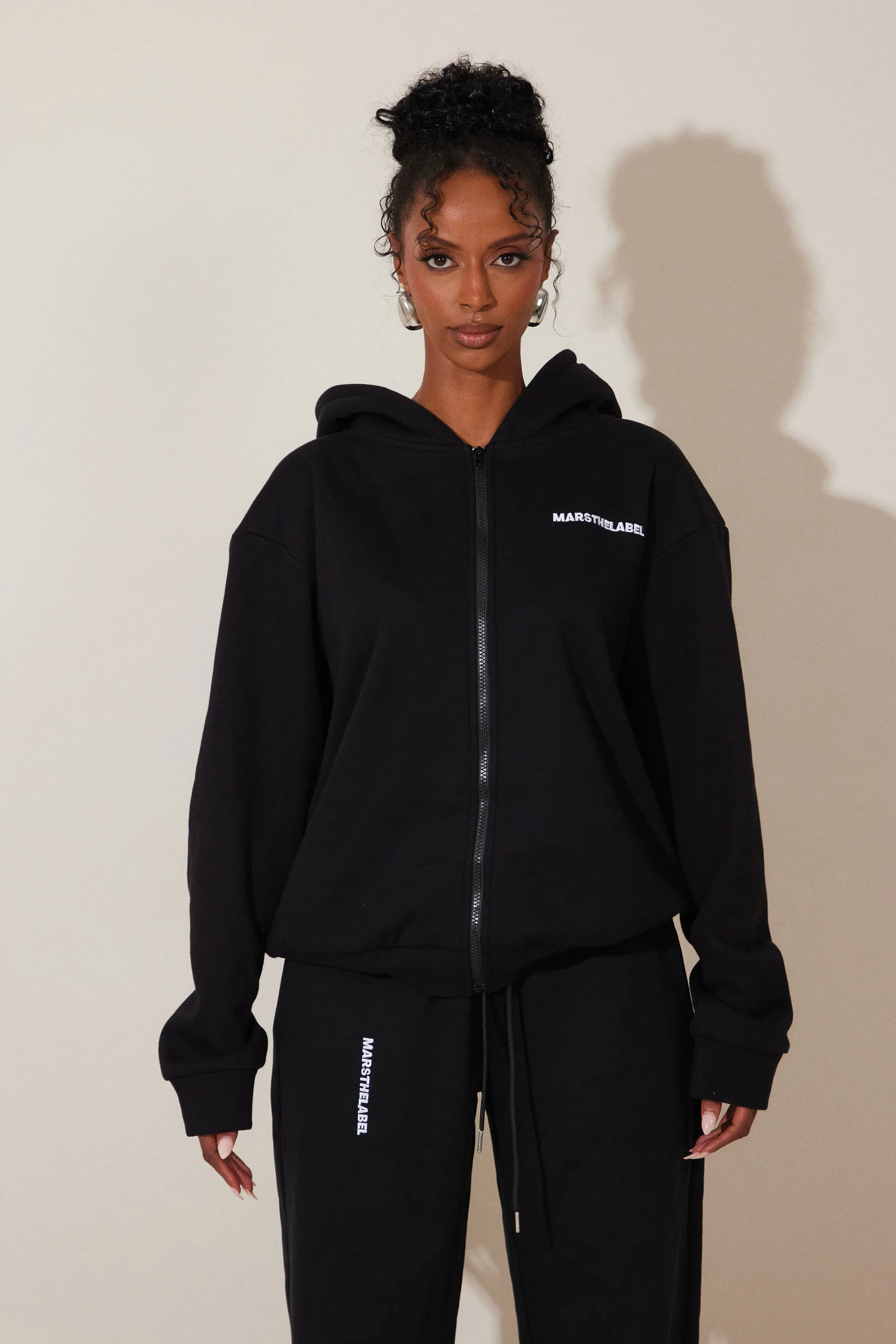 The Essentials Long Zip Jacket - Black