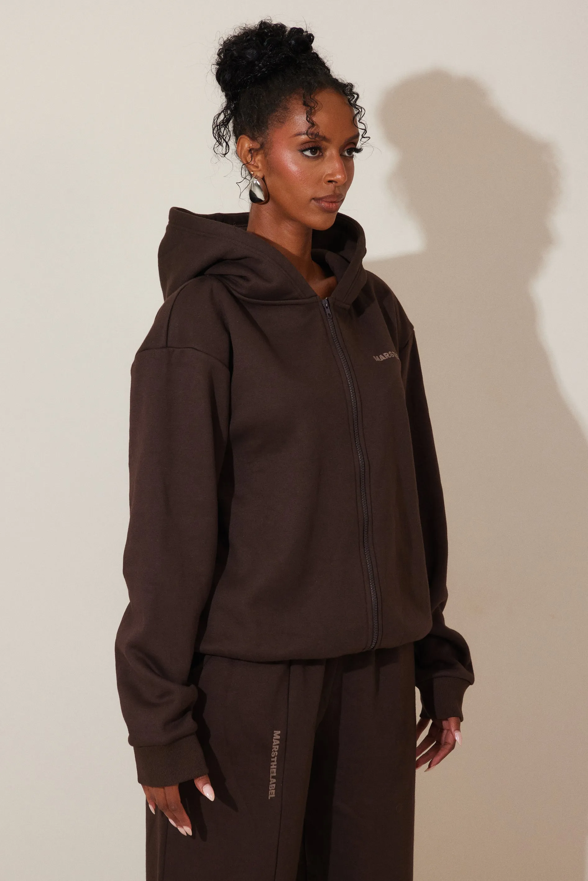 The Essentials Long Zip Jacket - Brown