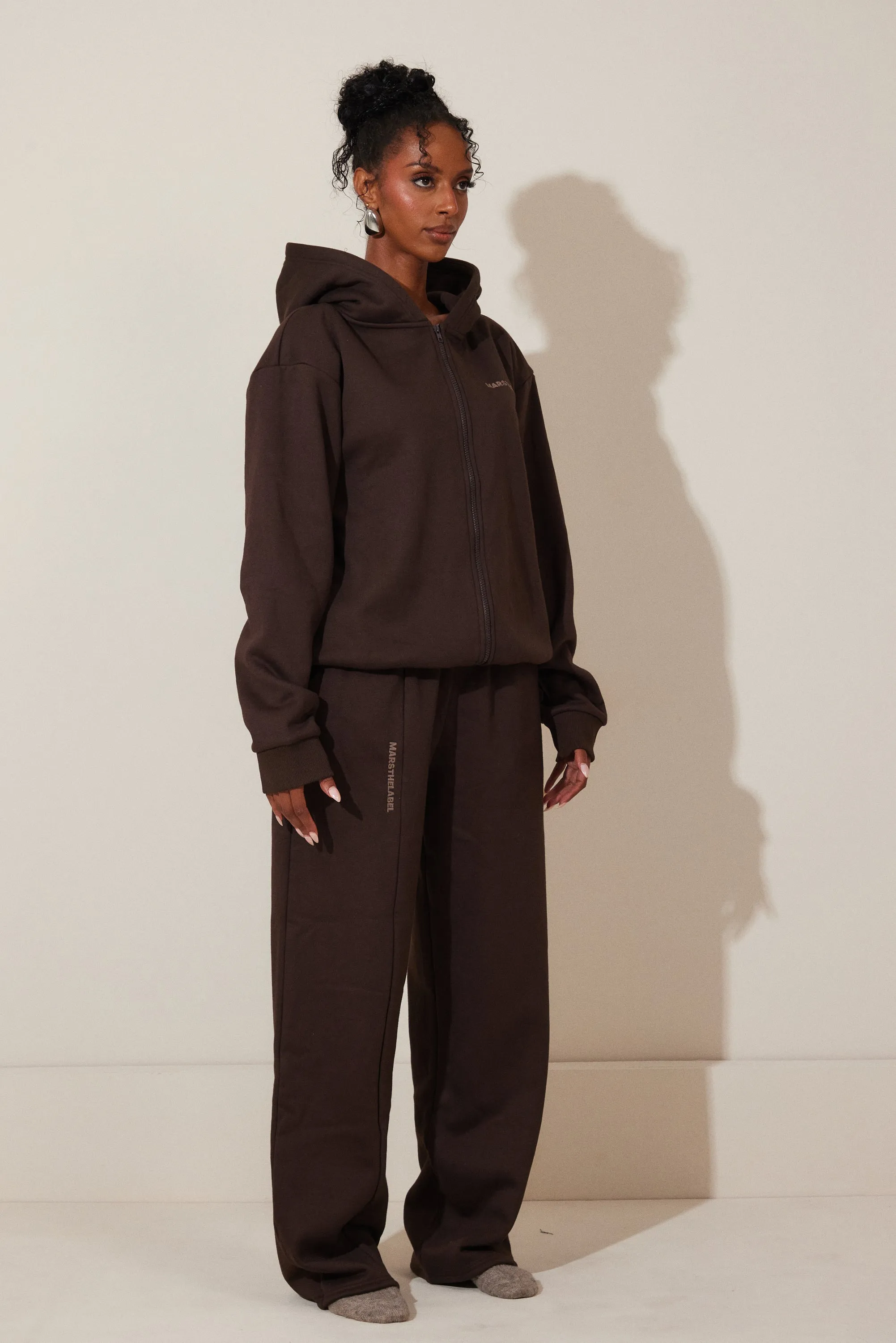 The Essentials Long Zip Jacket - Brown