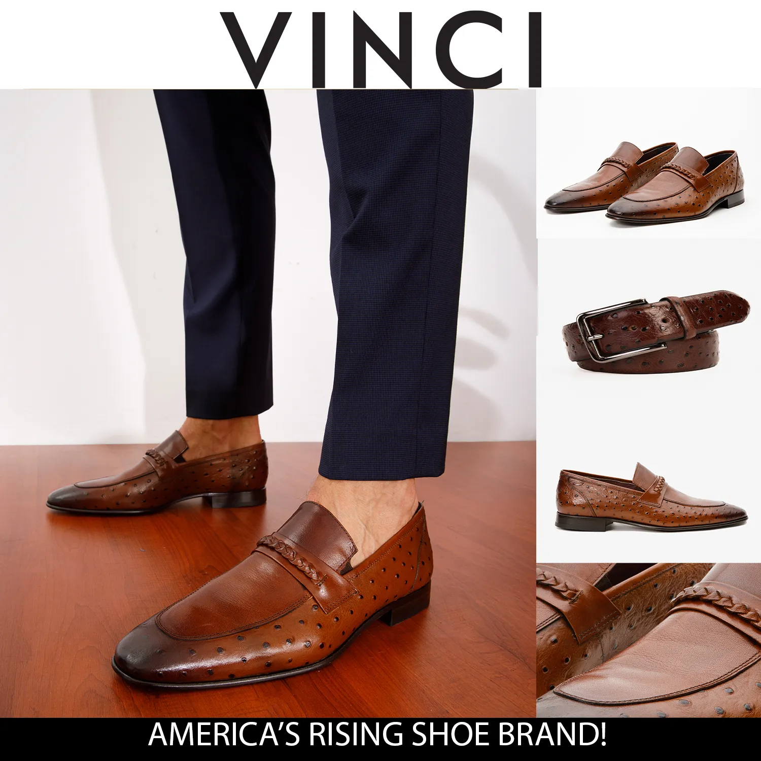 The Johannesburg Brown Leather Dress Loafer Men  Shoe