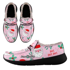Unique Gift,Personalized Christmas Sneakers, Custom Xmas Fashion Loafer Shoes,  Fur Lining Shoes for Christmas Gift